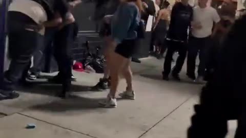 Cell phone footage captured a brawl on 2nd street in Santa Ana last