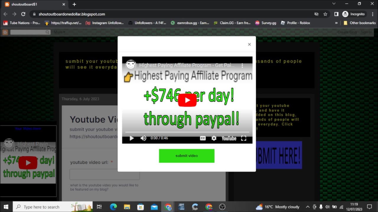 thousands of people see your youtube video on this website