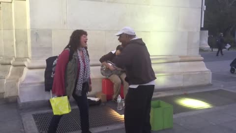 Woman Randomly Walks Off the Street to Join Street Musicians