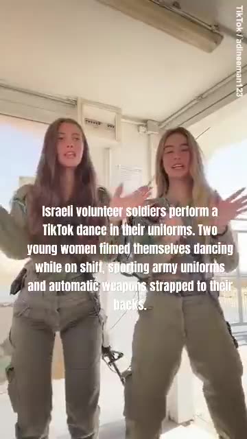 Israeli volunteer soldiers perform a TikTok dance in their uniforms