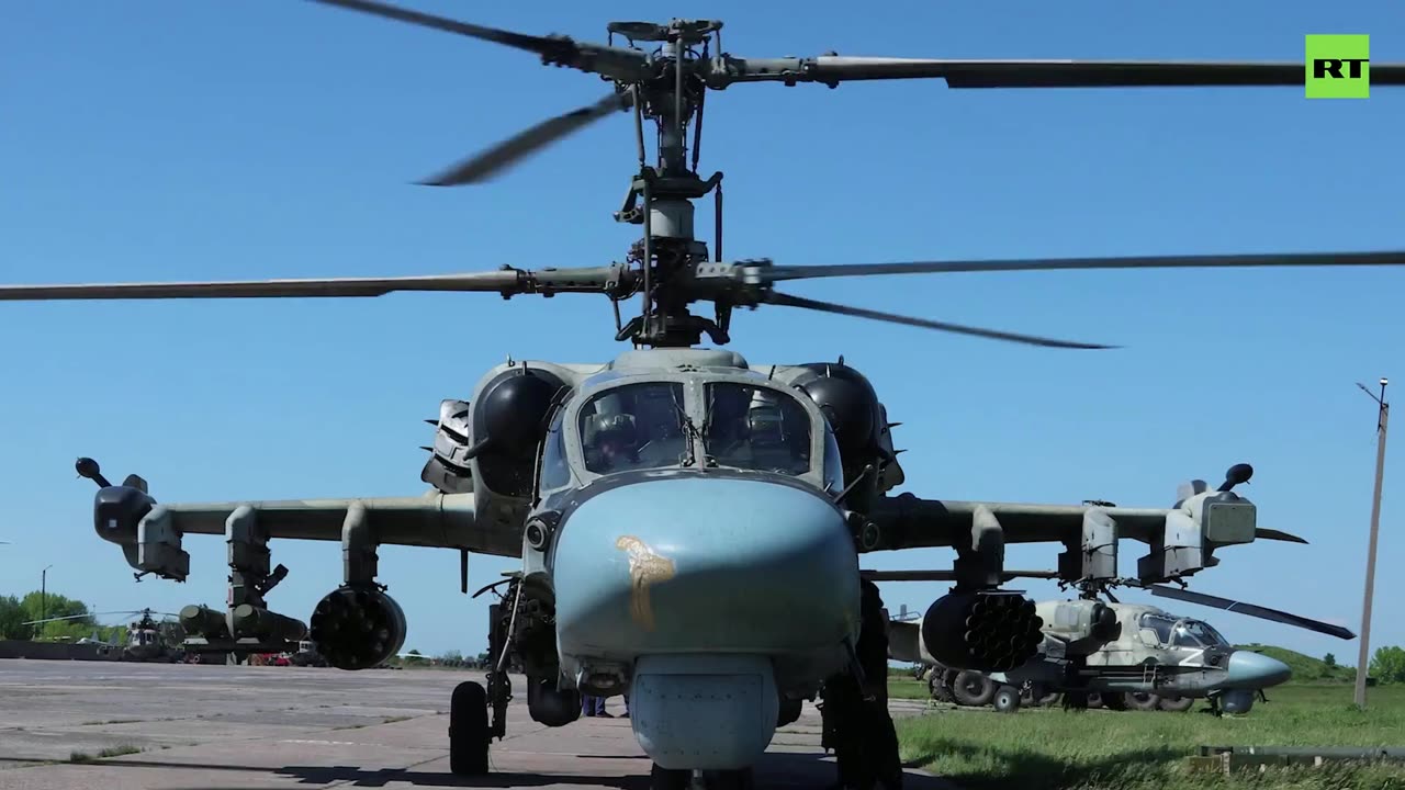 Combat work of Ka-52 helicopters - video