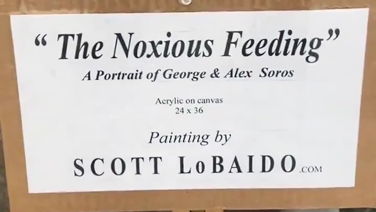 A painting of George & Alex Soros