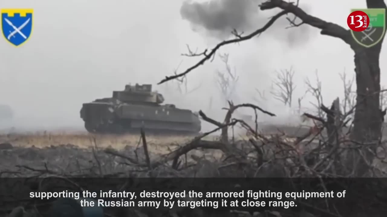 Bradley fighting vehicle destroys Russian equipment at close range in Avdiivka