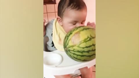 #short Funny babby eating fruit