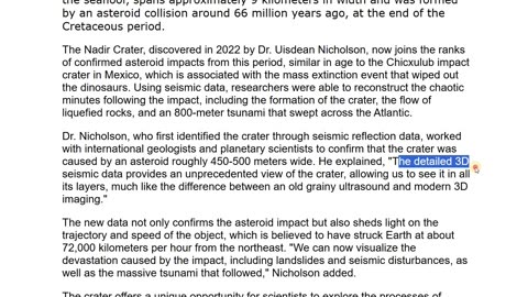 FRIDAY FUN - UNDERSEA CRATER DISCOVERED FROM 1400FT ASTEROID THAT CREATED A 2400+ FT TSUNAMI