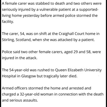 Female Carer Stabbed To Death By 'Vulnerable' Patient At Supported-living Home In Stirling, Scotland