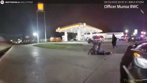 Armed suspect shot by Houston police officer after ramming into patrol vehicle during chase