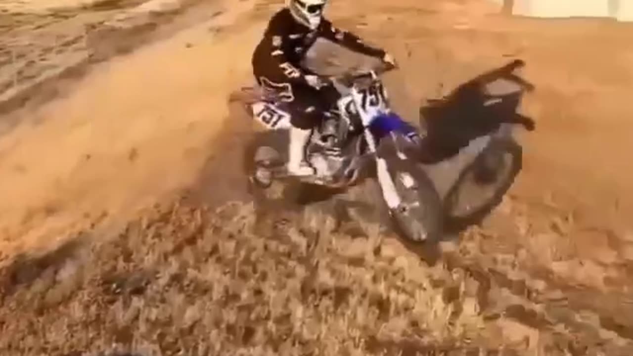 On a motorcycle on the roof