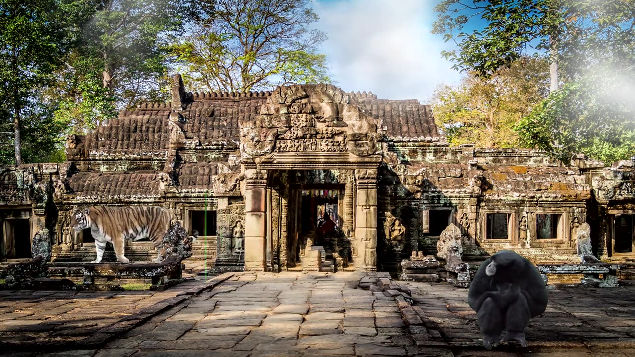 Beautiful Ancient Temple And Wild Animal