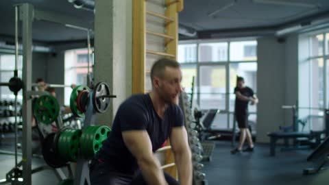 Man exercising with a kettlebell