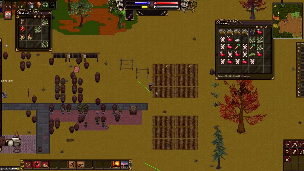 Salem The Game crafting mmo transplanting a berry bush and setting up drying frames