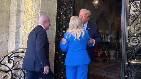 President Trump greets Bibi at Mar-a-Lago.