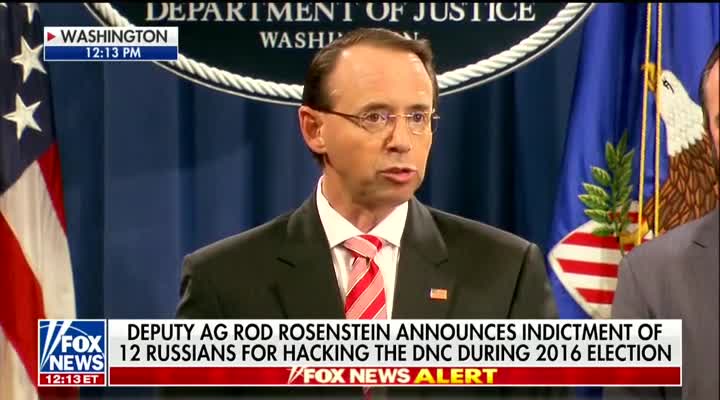 Rosenstein announces the indictments of 12 Russians