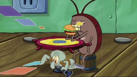 Squidward Is Playing With Tiles While An Insect Eats A Krabby Patty 🍔