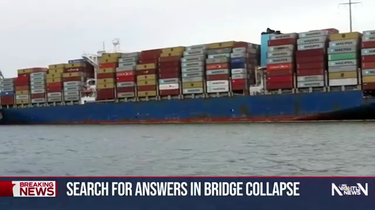 First close-up look at container ship that crashed into bridge