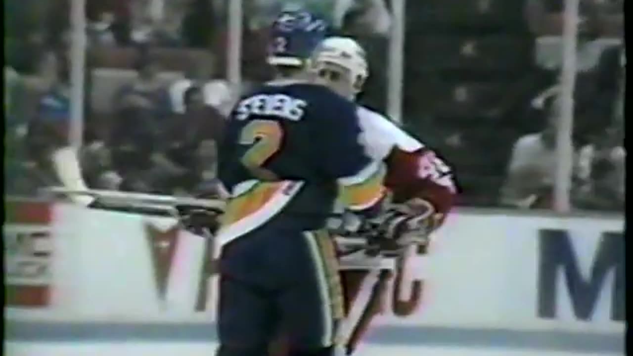 Scott Stevens (Blues) FIGHTS Marc Potvin (Red Wings)