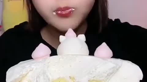 ASMR Eating Full Cream Cake 🍰 / Crepe Cake 🍰