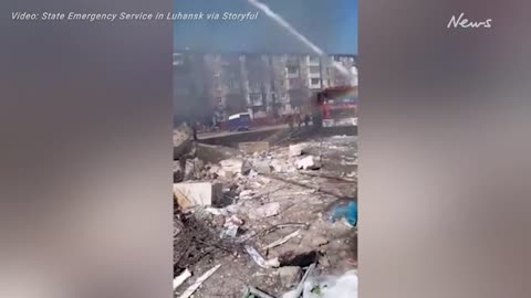 Russian shelling damages apartment buildings in East Ukraine