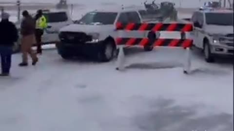 Alberta Canada - Police erected barriers, trying to quell the crowds. These have been removed by the defiant People. This your moment Canada, do not Stand Down