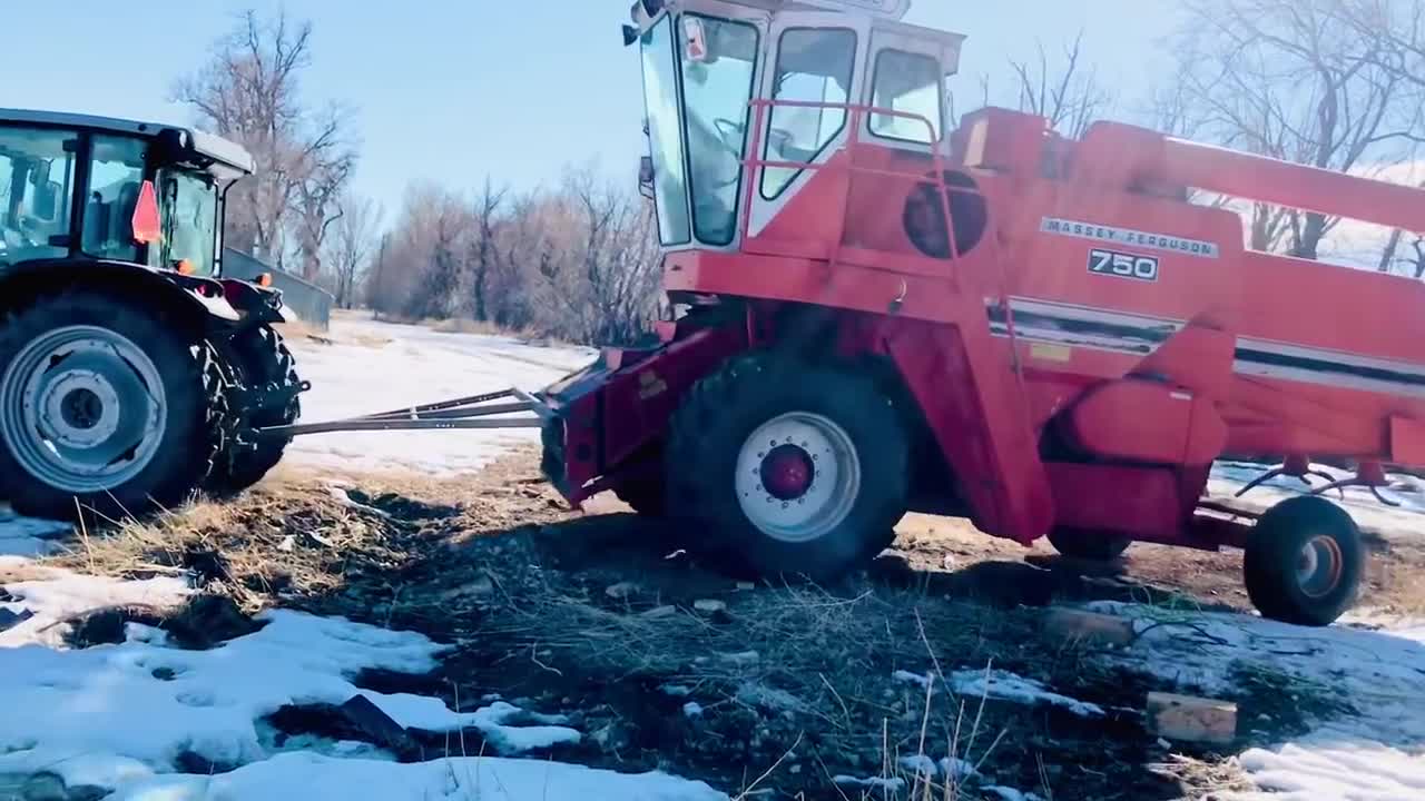 Towing a Combine Tractor