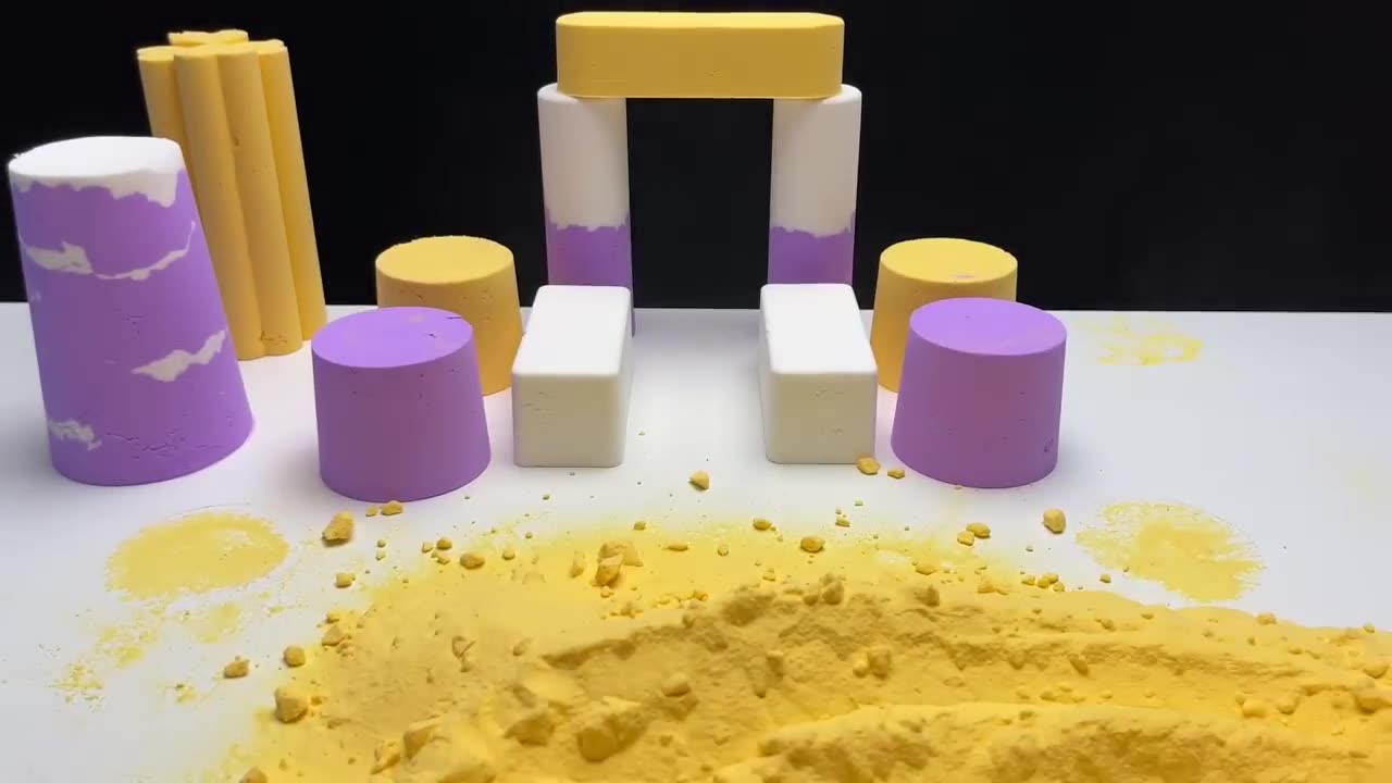 ASMR Baking Soda crunchy Purple🟣 + Yellow🟡 lofiasmr Crumbling and Carving ASMR