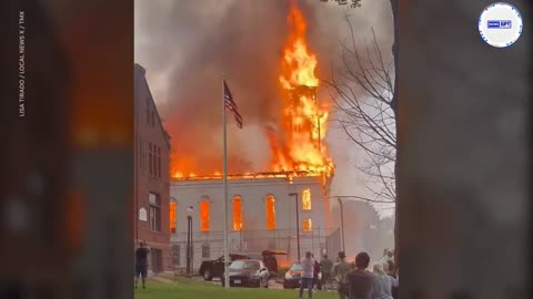 Dramatic video shows historic church engulfed in flames