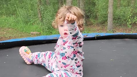 Baby Girl Loves The Trampoline