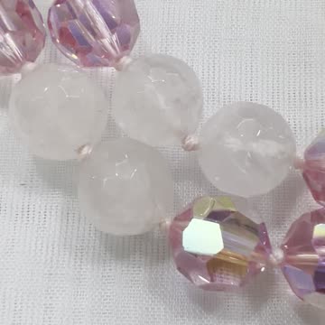 Handmade + Knotting Unique 16”~18” Layered Necklace with 925 Silver, Rose Quartz