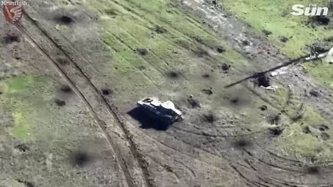 Ukrainian drones wipe out five Russian vehicles and take out troops