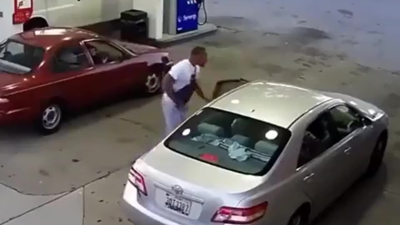 Woman shoots man after getting punched at the gas station.