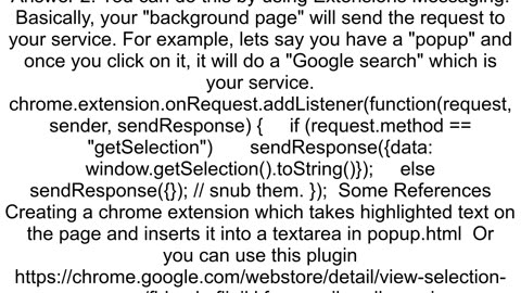 Chrome Extension get selected text