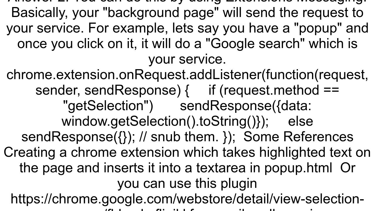 Chrome Extension get selected text