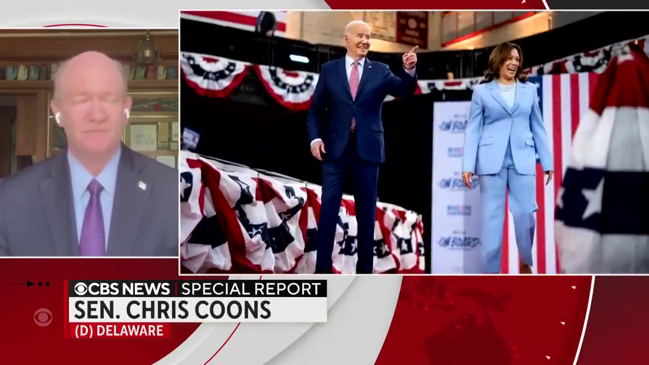 Biden/Harris campaign co-chair Chris Coons crying on national television after Biden drops out