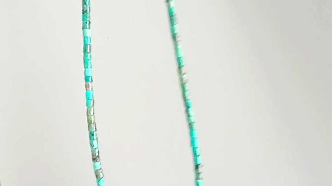 3mm Natural turquoise heishi beads with Free-shape stone pendant handmade necklace 20230928-06-08