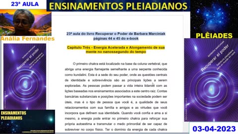 23ª Aula do Livro "Recuperar O Poder" Barbara Marciniak 03-04-2023. (H.Q.)