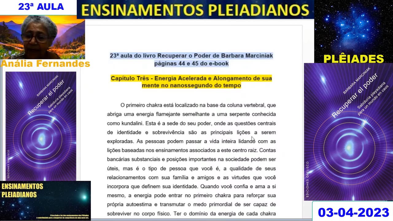 23ª Aula do Livro "Recuperar O Poder" Barbara Marciniak 03-04-2023. (H.Q.)