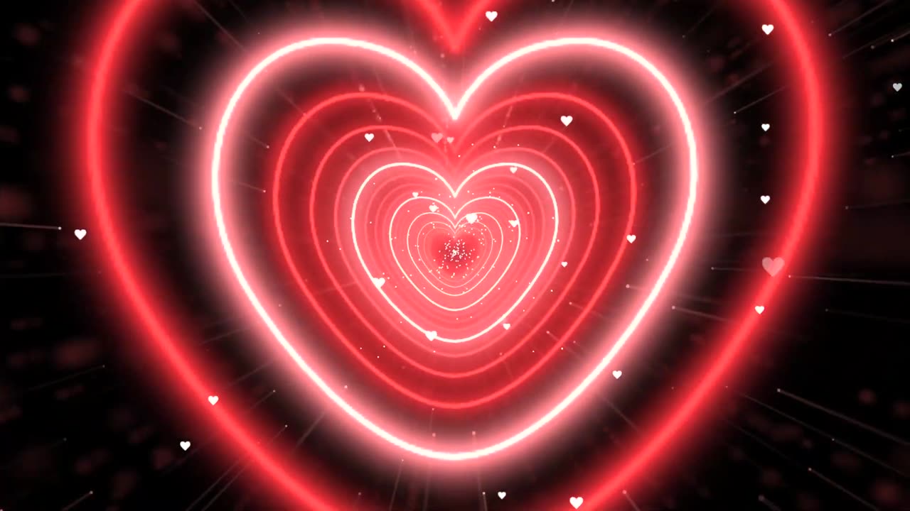 684. Neon Heart Tunnel Bg Animation❤️Red Heart Background Heart