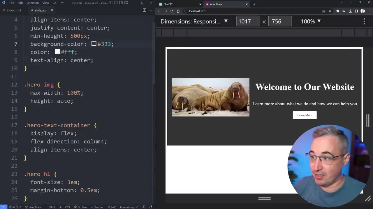 Is it possible for ChatGPT to generate satisfactory CSS?