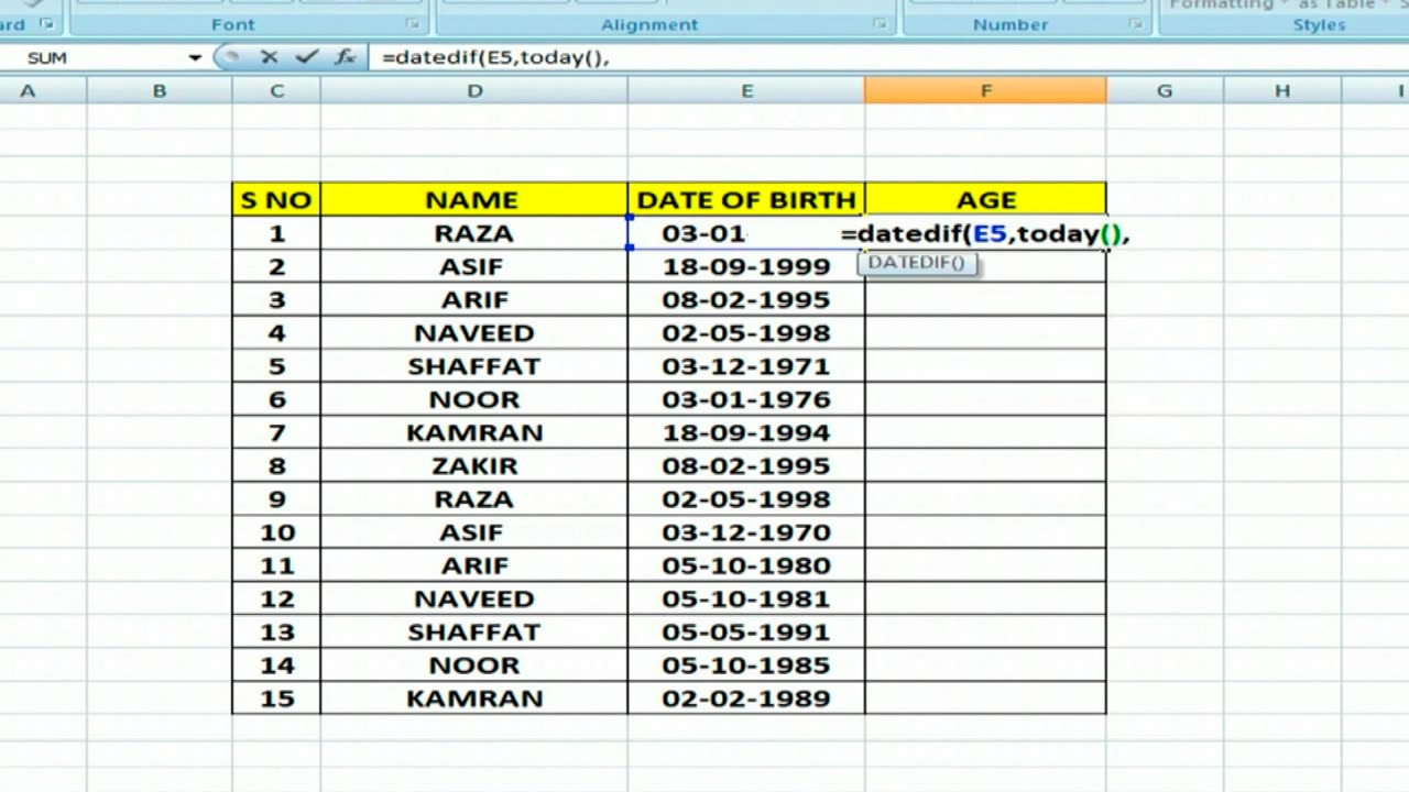 How to Calculate Age from Date of Birth in MS Excel Year, Month, Day 2023 RM TECH INFO
