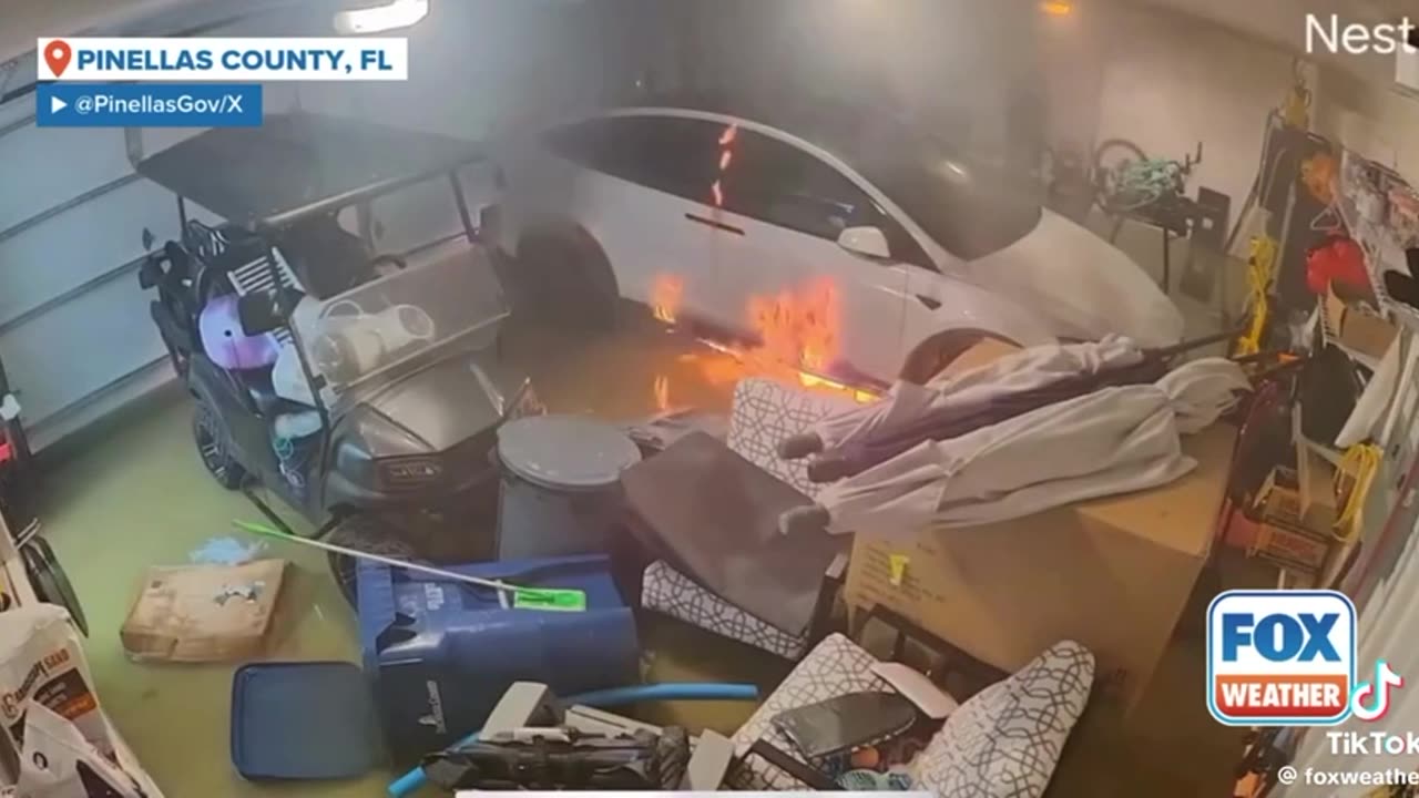 Tesla services fire