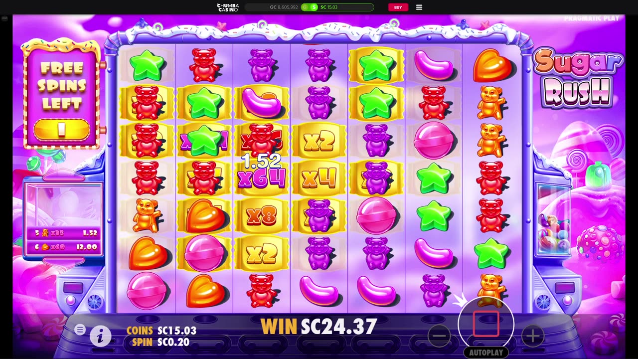 Sugar Rush Slot, Small Bet Big Win!!!!