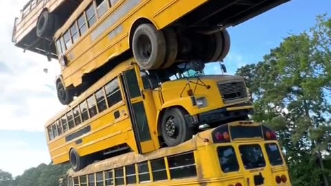 How many buses does mr beast stack on top of roof of each other??🧐🧐