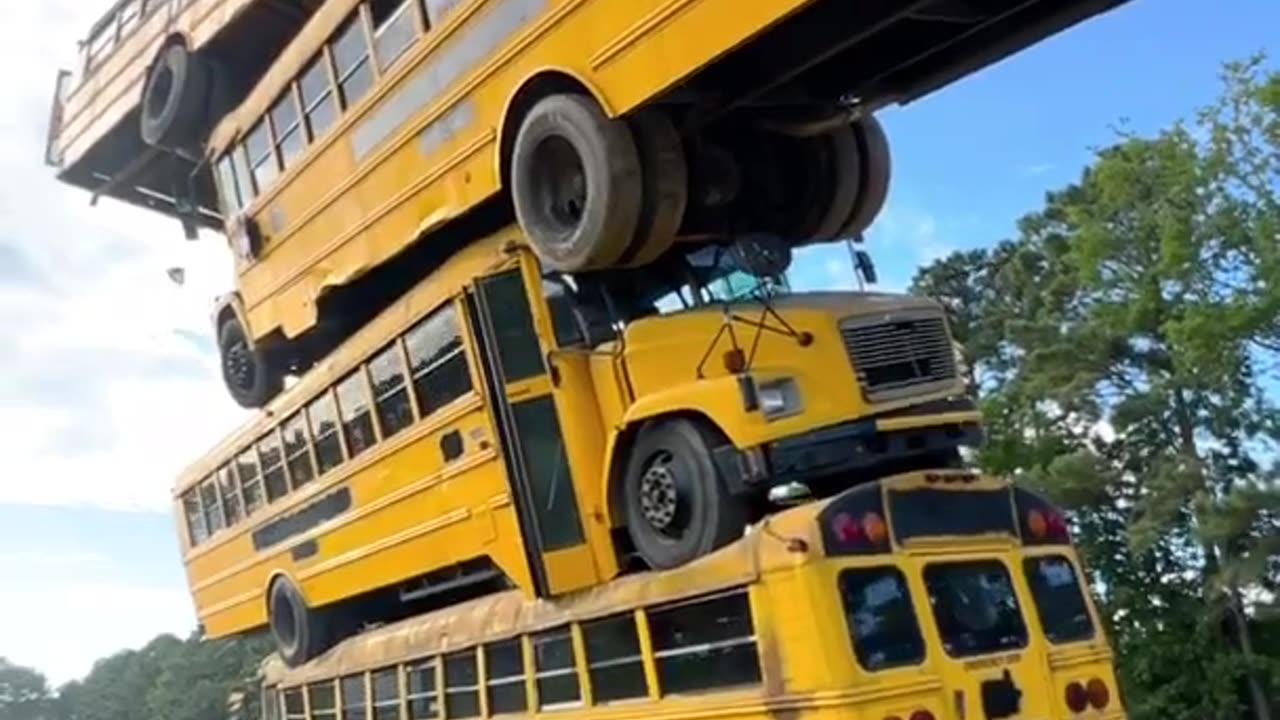 How many buses does mr beast stack on top of roof of each other??🧐🧐