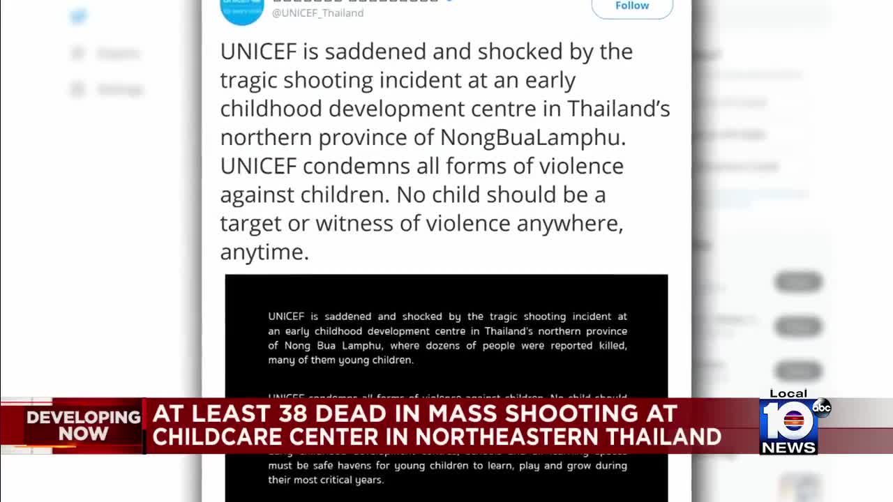 Dozens of children killed in mass shooting at Thailand daycare