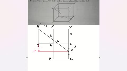 Một mô hình trang trí có dạng là hình lập phương ABCD.A'B'C'D' cạnh 4 dm ( như hình vẽ