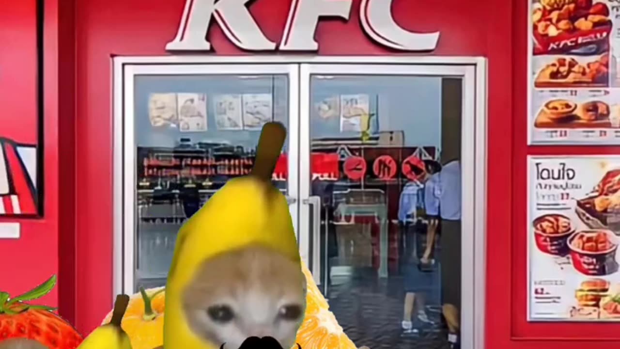 BANANA CAT 🍌🐱 DON'T LIKE WAITING LINE FOR KENTUCKY