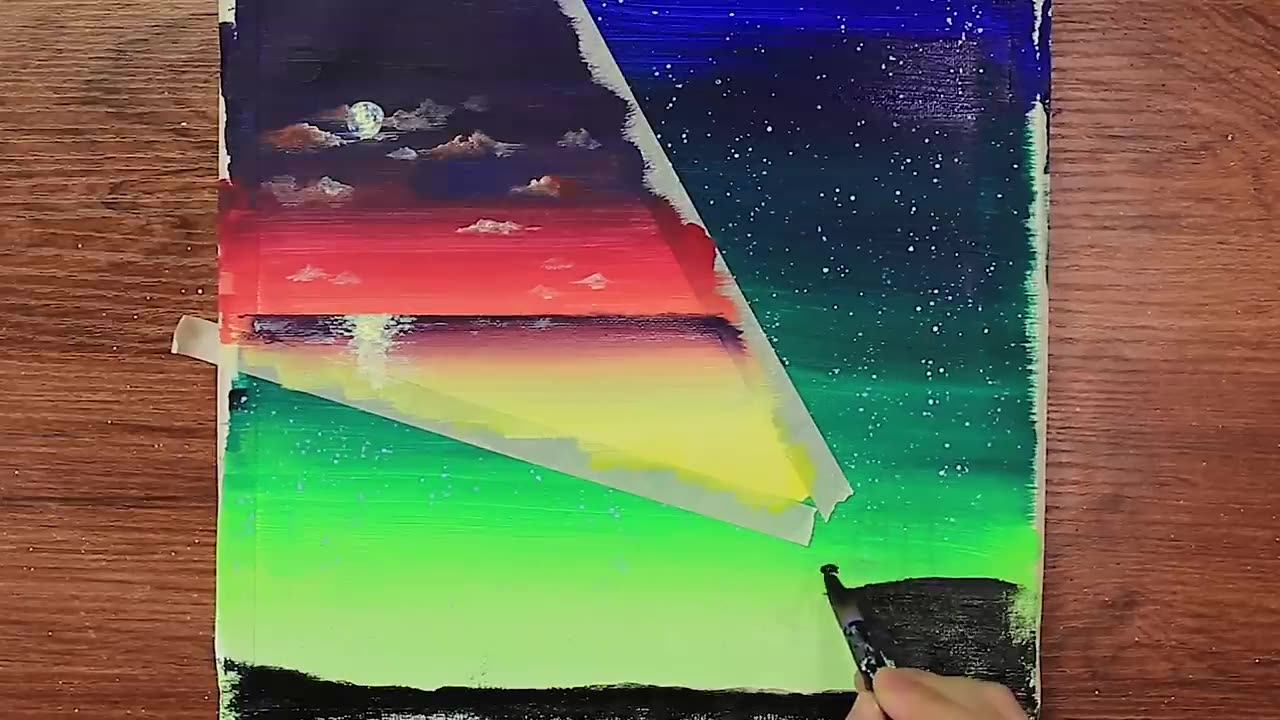 Spaceman Looking for Earth|Acrylic Painting on Canvas Step by Step|Satisfying Masking Tape ASMR