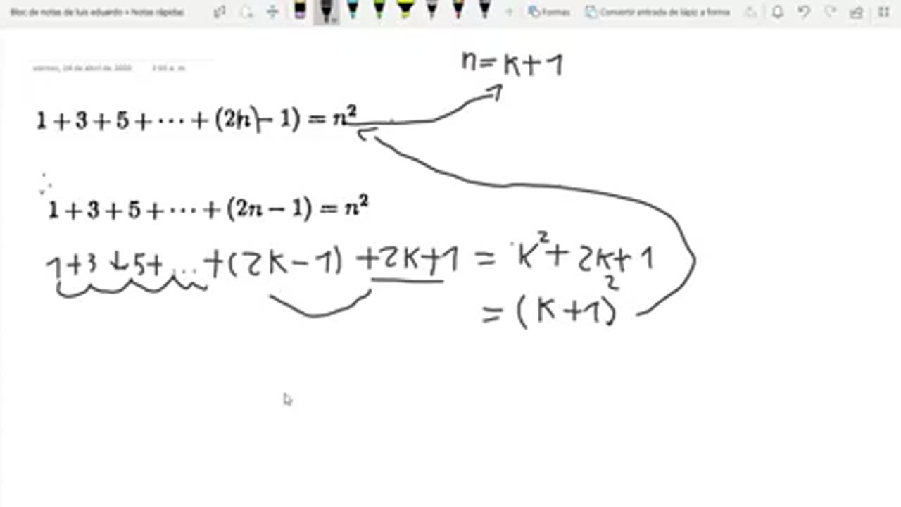 Induccion matemática, demostración