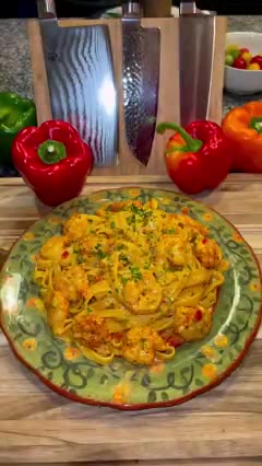 Creamy Cajun Shrimp Pasta🍤🫑