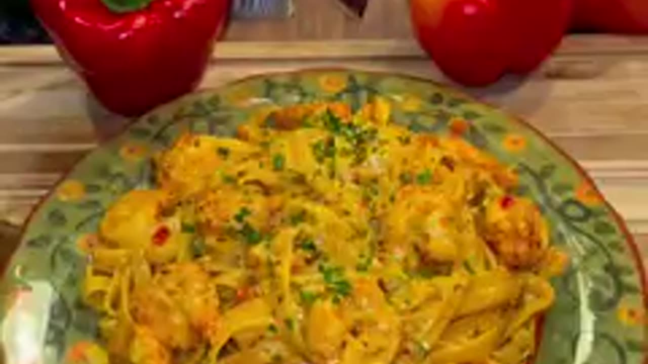 Creamy Cajun Shrimp Pasta🍤🫑